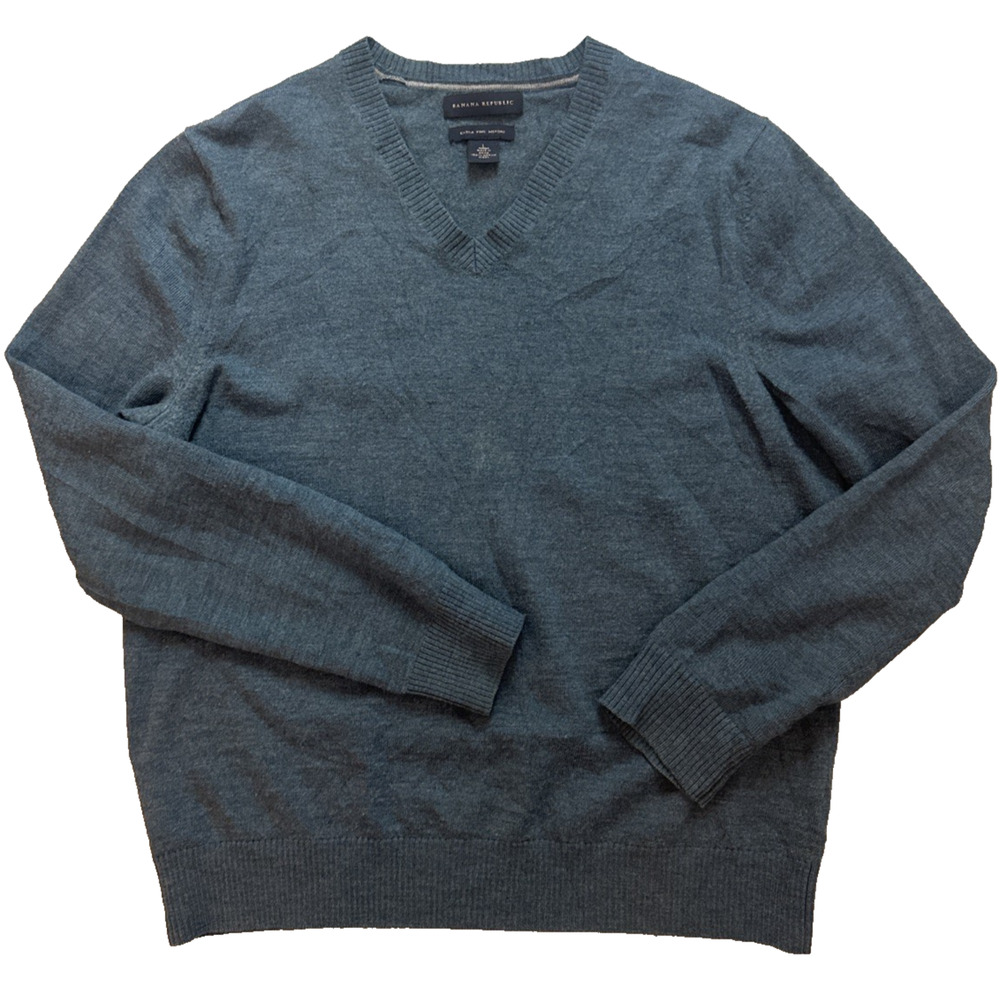 Vintage Banana Republic‎ Extra Fine 100% Merino Wool V Neck Sweater Size L